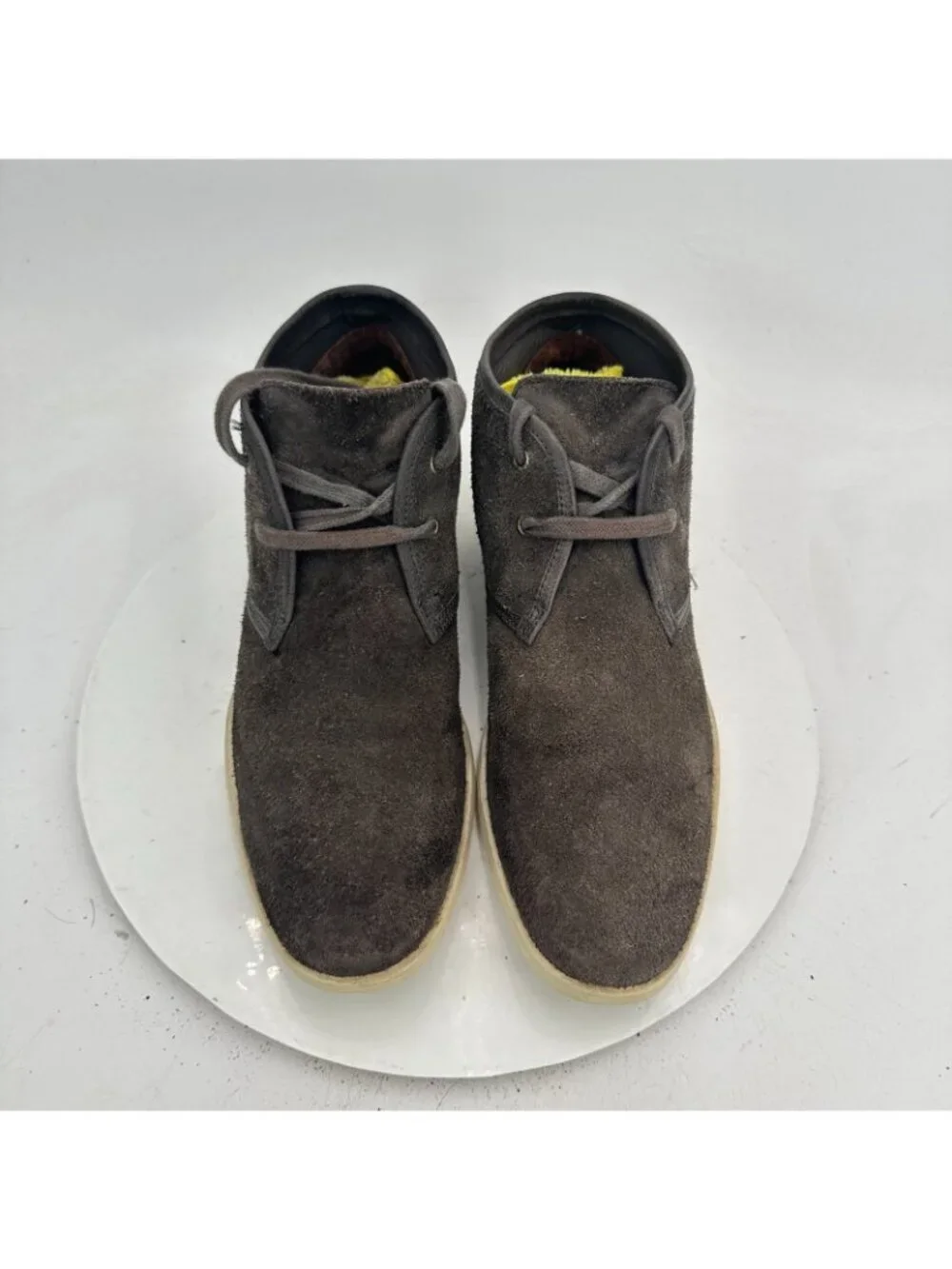 John Varvatos Men Size 8.5M Grey Suede Lace Up Vibram Sole Ankle Chukka Boot